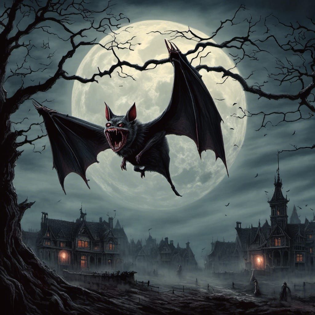 Vampire Bat Silhouette in Dark Fantasy Art