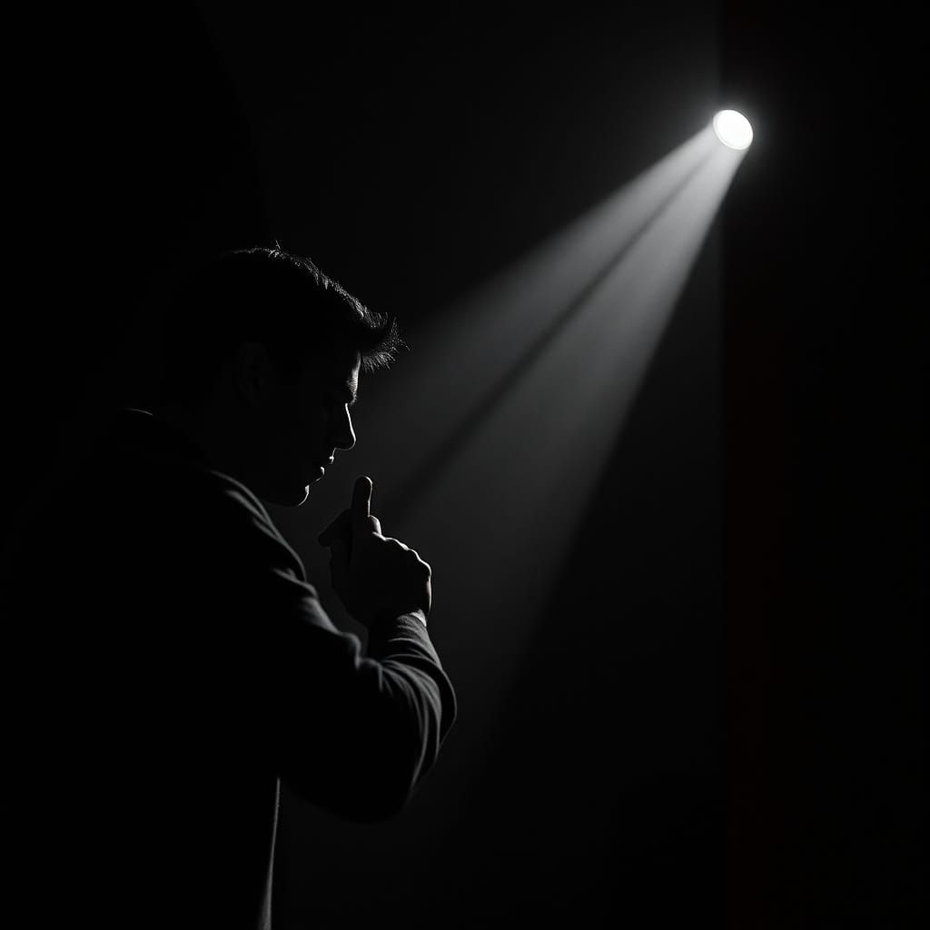 Dramatic Black and White Cinematic Film Still