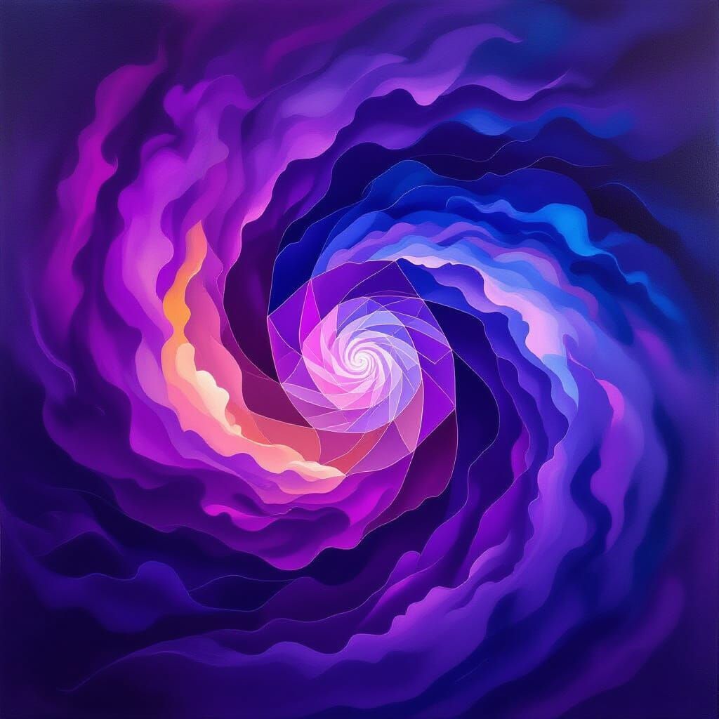 Cosmic Nebula of Purples in Abstract Expressionism Style