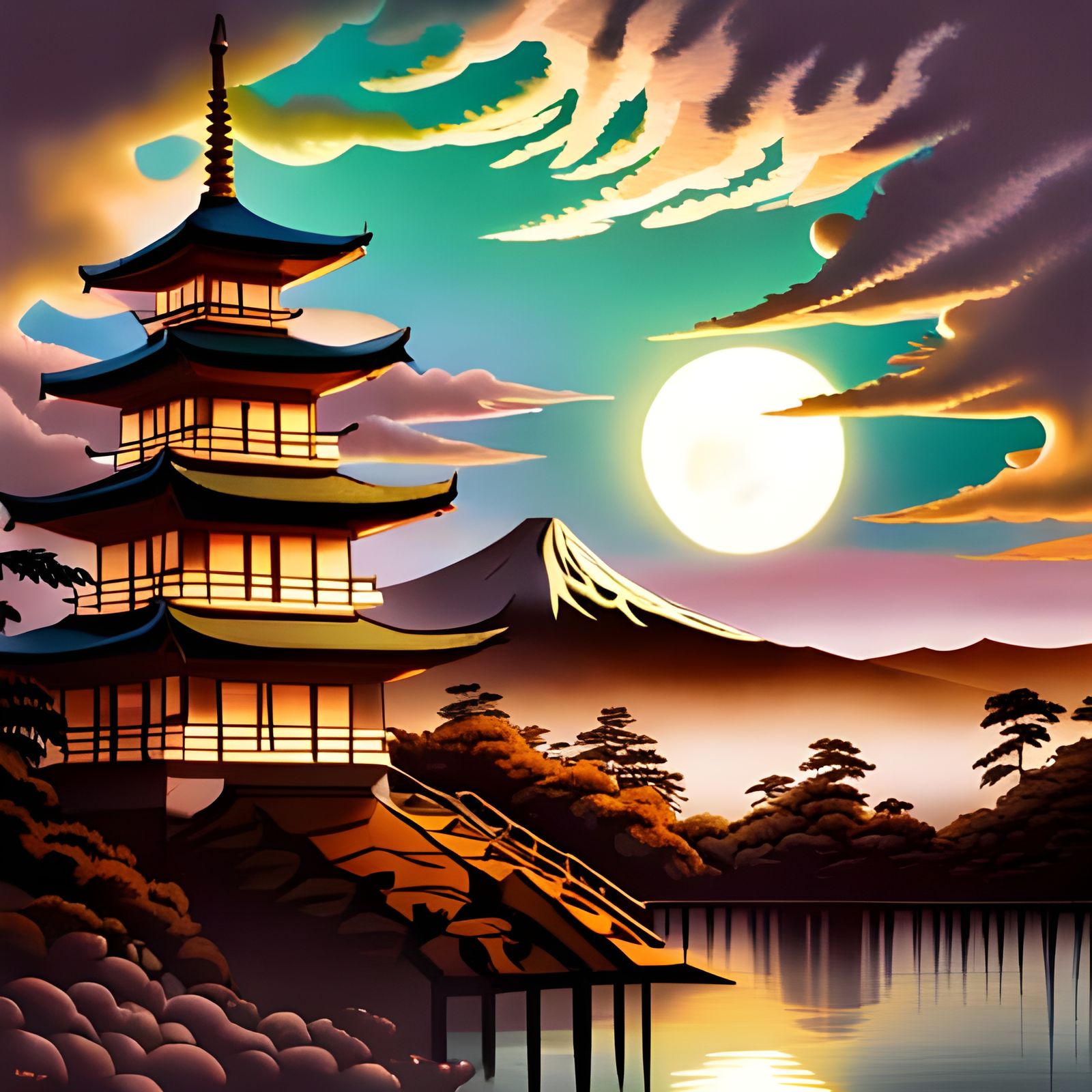 Mount Fuji Painting in Modern Japanese Style