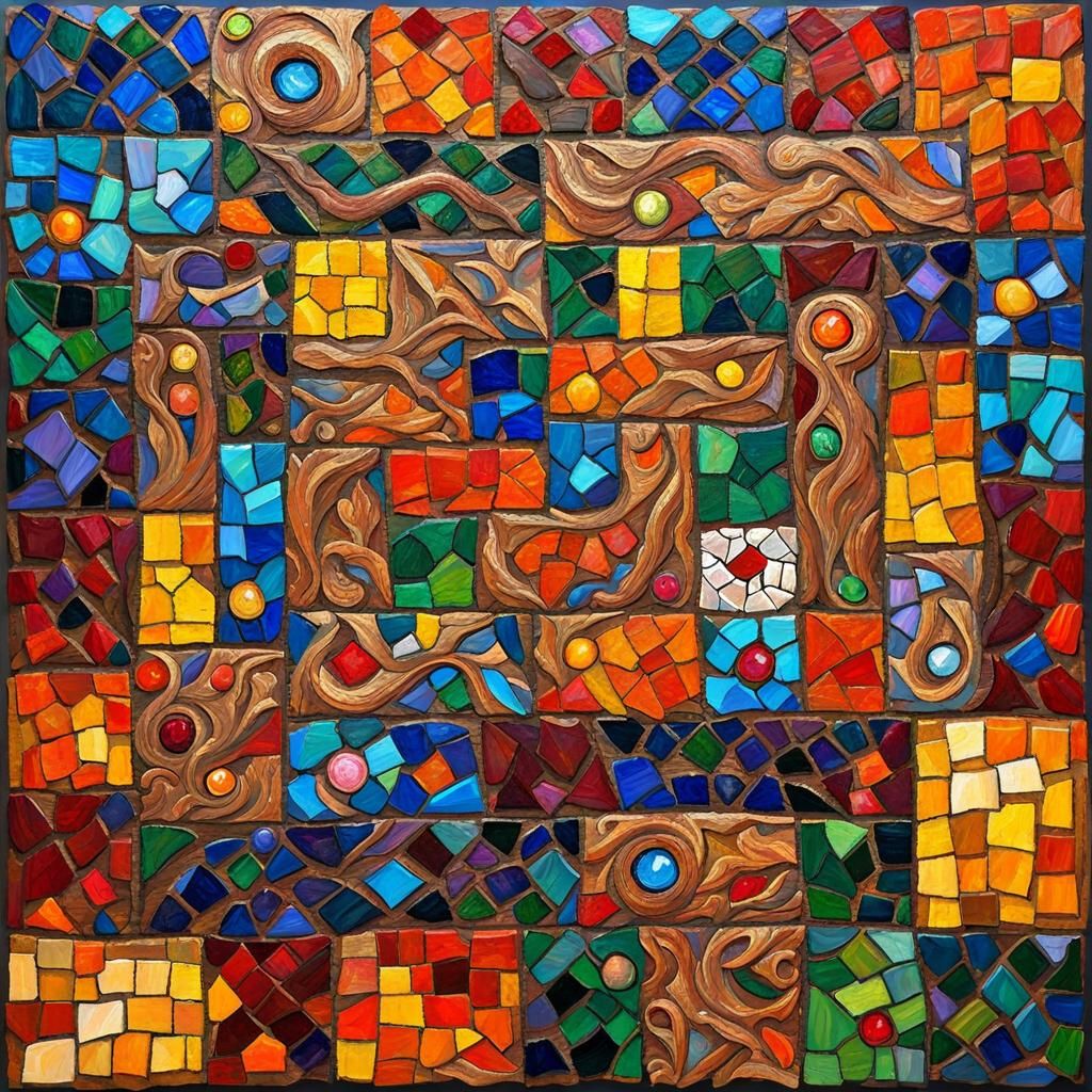 Lord of the Rings Mosaic Patchwork in Impasto Style