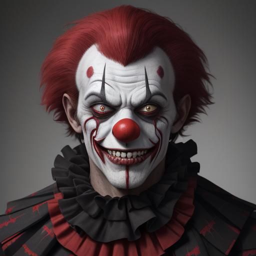 Menacing Burned Clown Portrait, Professional Photography