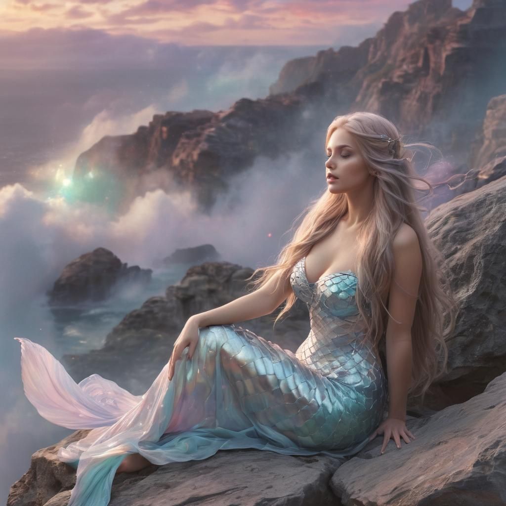 Ethereal Mermaid Portrait in Pre-Raphaelite Style