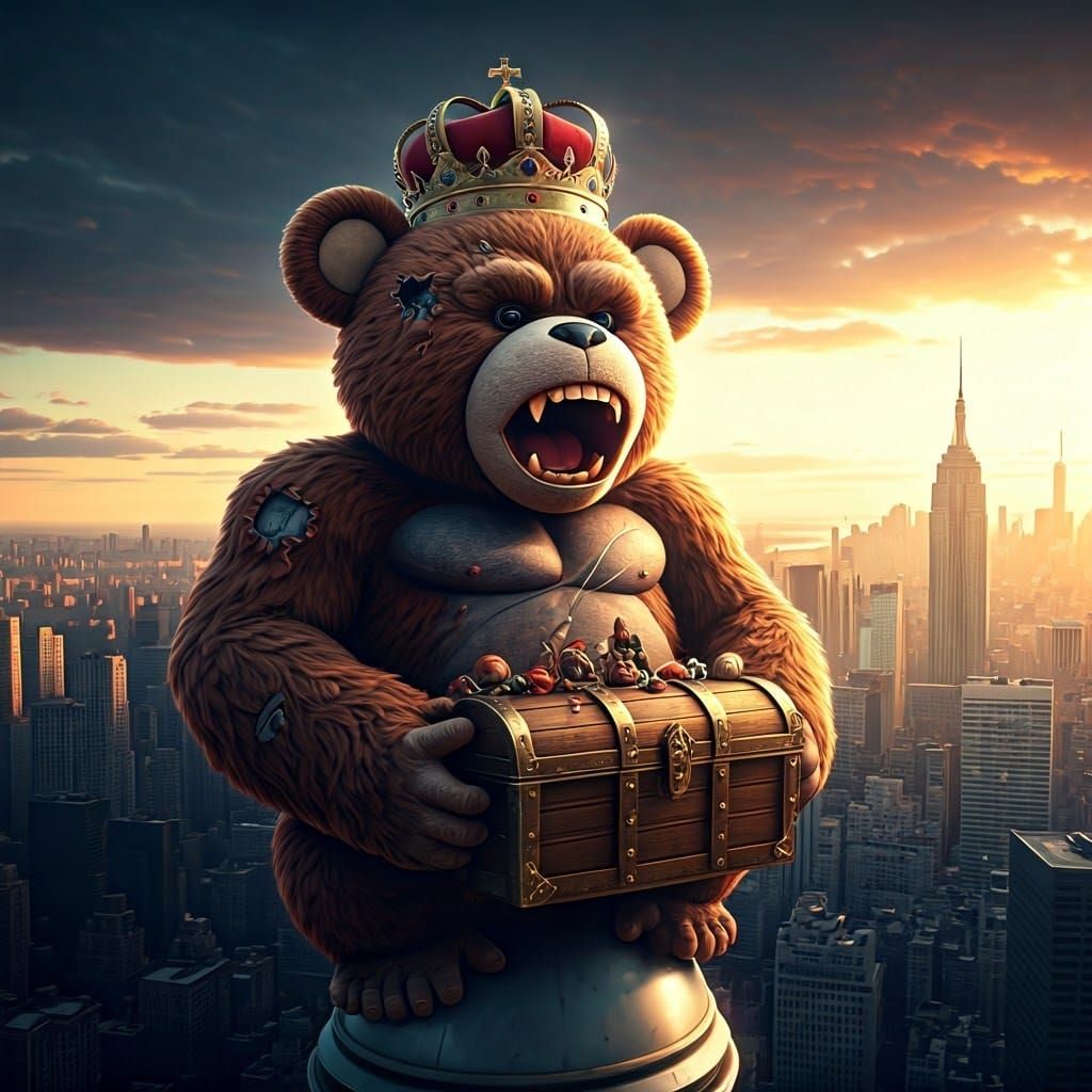 King Kong Teddy Bear Roaring Atop Empire State Building