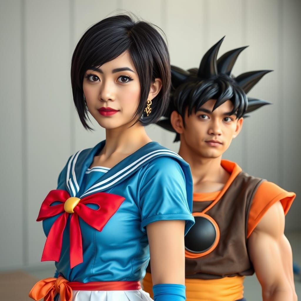 Sailor Mercury and Goku Cosplay Duo