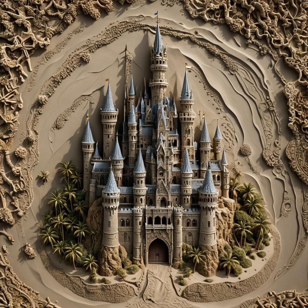 Sand Neuschwanstein Castle on Bali Beach