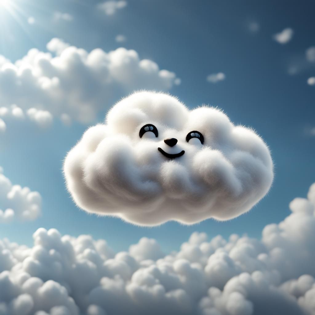 Cute Plastic Cloud in the Sky: Photorealistic CGI