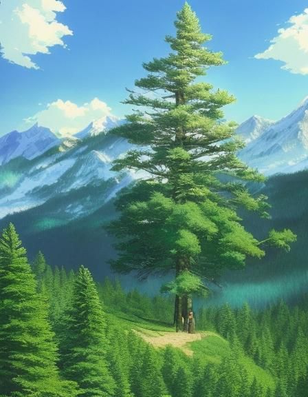 Skiing in a Ghibli-Style Mountain Landscape