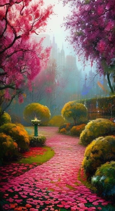 Lovehearts Rose Garden in Maximalist Photoillustration