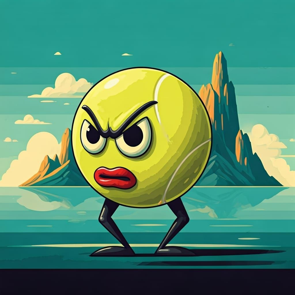 Talking Tennis Ball on Bauhaus Island, Pop Art Style