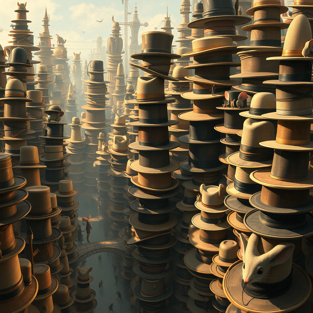 Metropolis of Hats Inhabited by Anthropomorphic Mice