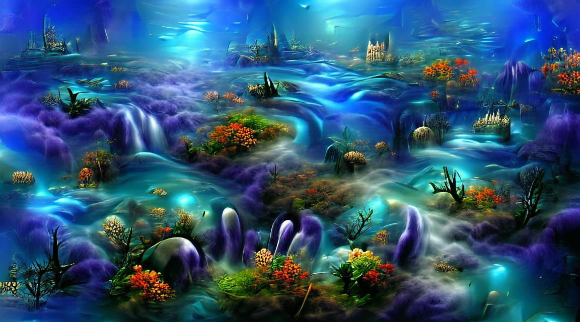 Underwater River in Fantasy Ocean Landscape