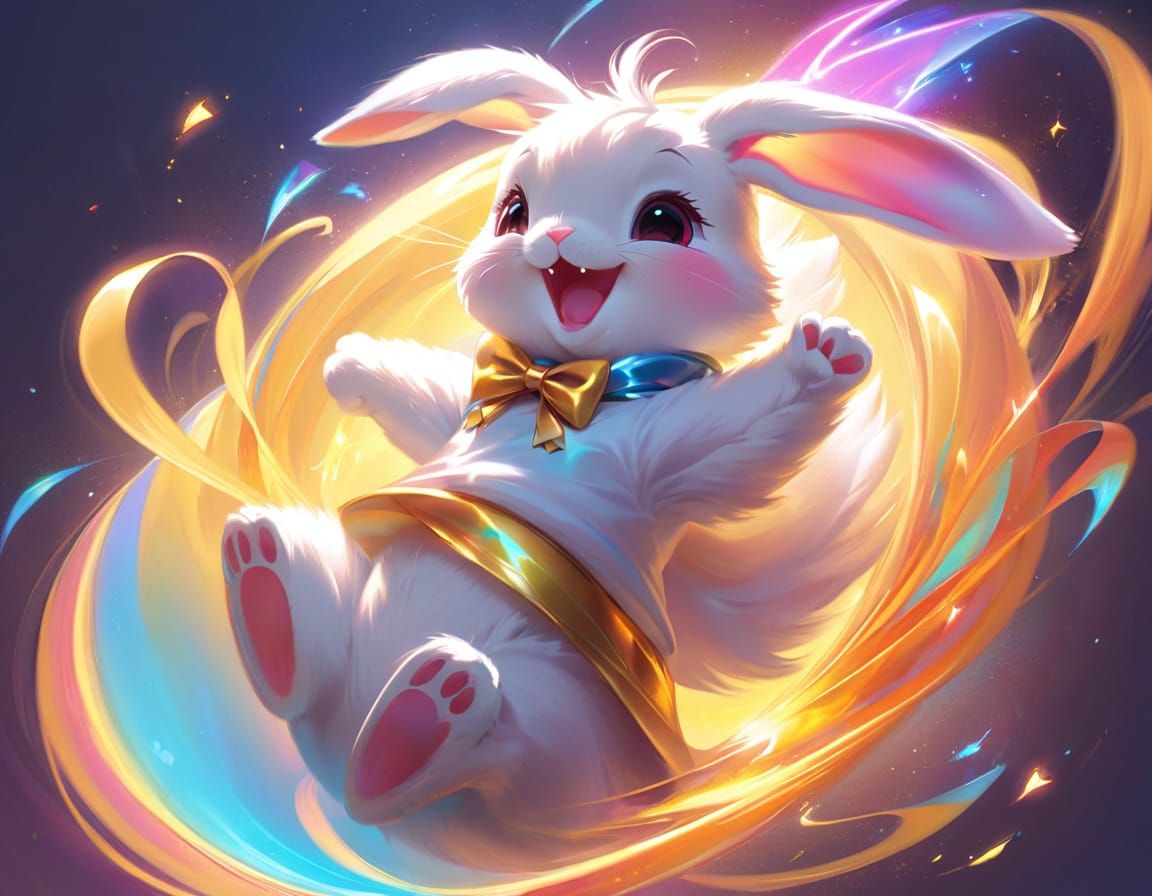 Laughing Bunny in Painterly Fantasy Style