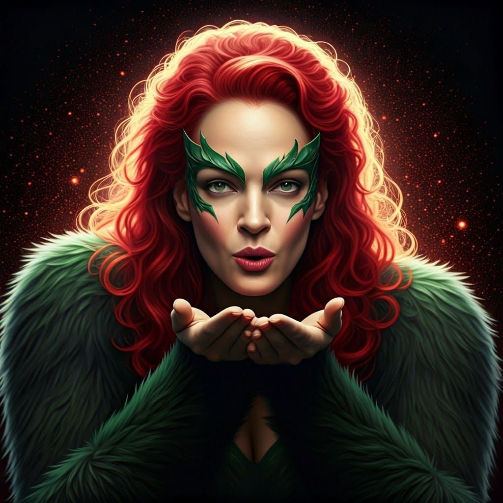 Poison Ivy in a Whimsical Gorilla Costume, Photorealistic Po...