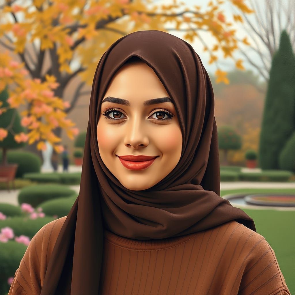 Minimalist Oil Painting of Woman in Hijab