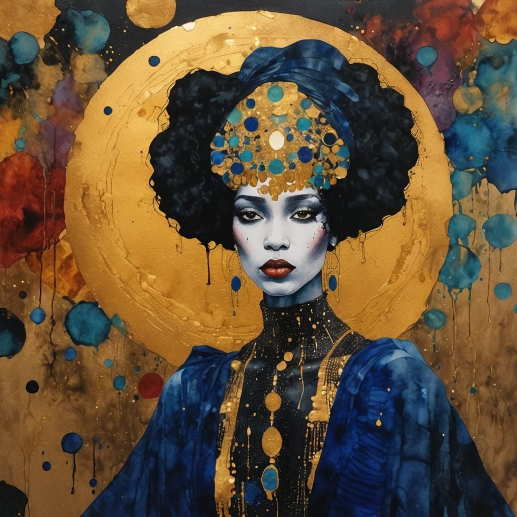 Stunning Portrait of a Black Woman in 1930s Style, Adorned w...