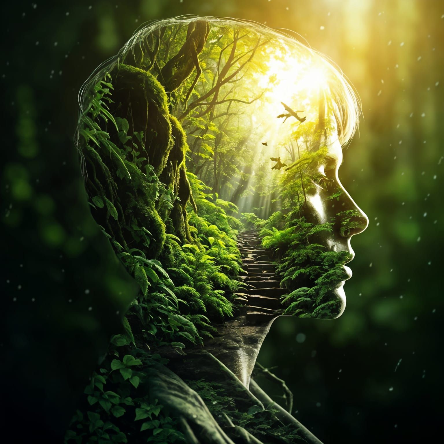 Glitchcore Silhouette of Summer Landscape