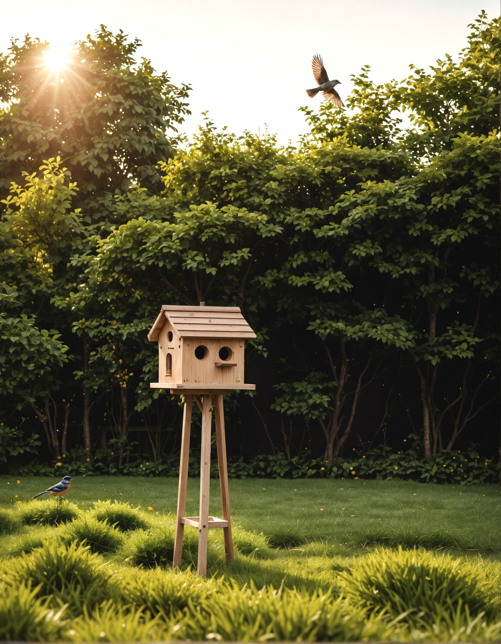 Birdhouse in a Serene Backyard Oasis