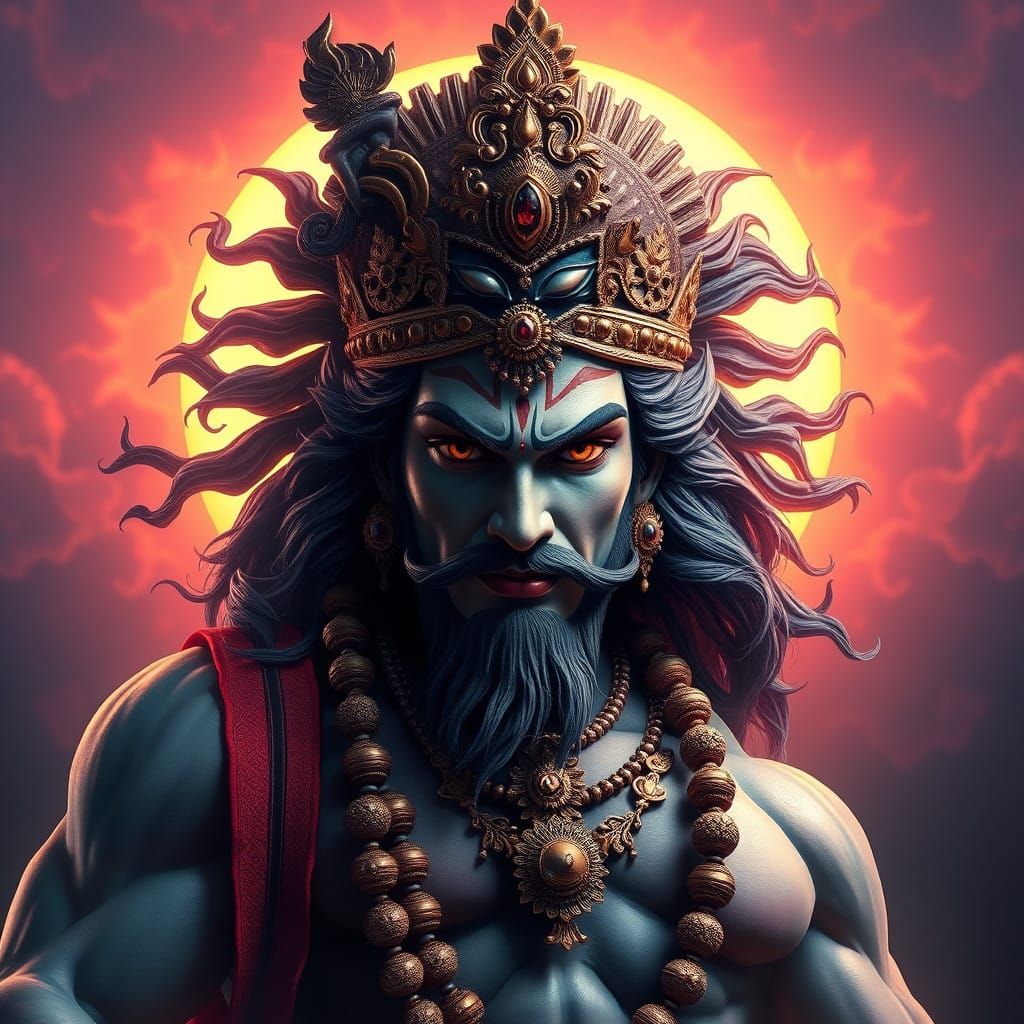 The Divine Bodybuilder: Krishna in Majestic Muscular Splendo...