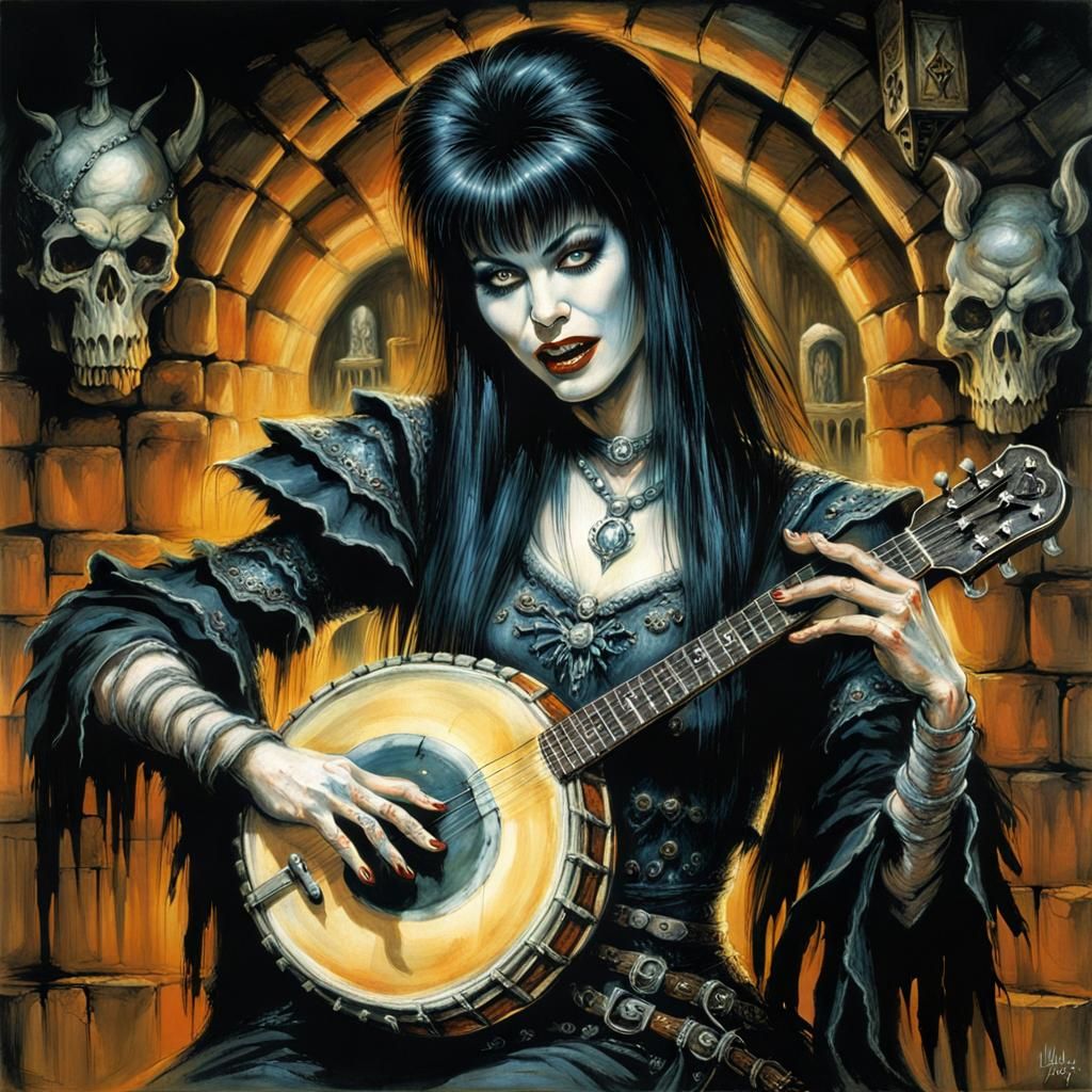 Elvira in a Dungeon as Oil Painting
