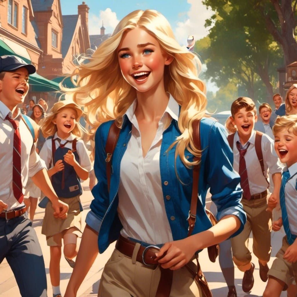 Julie at age 16 coming out of school