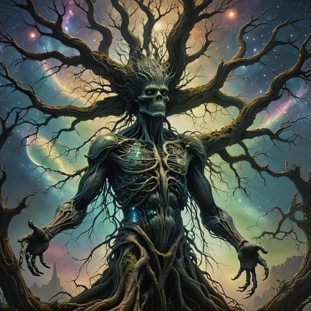 Mystical Entity in Dreamlike Cosmos, Digital Art