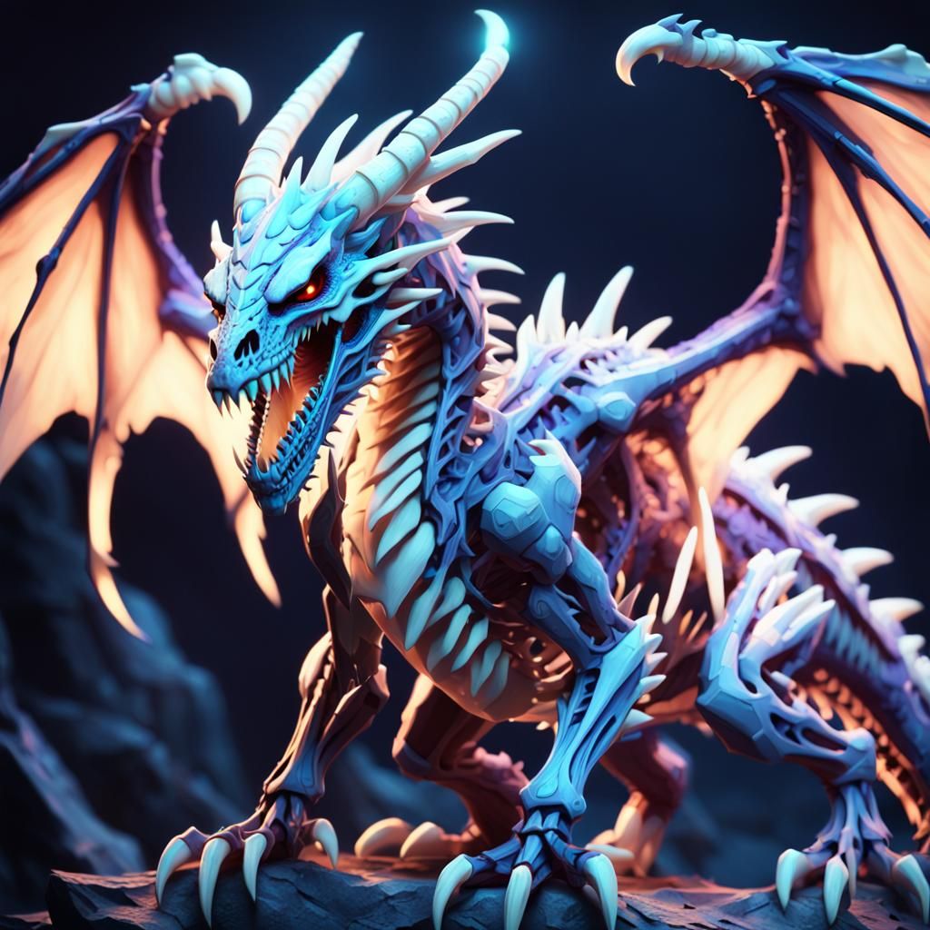 Neon Bone Dragon in Endless Abyss