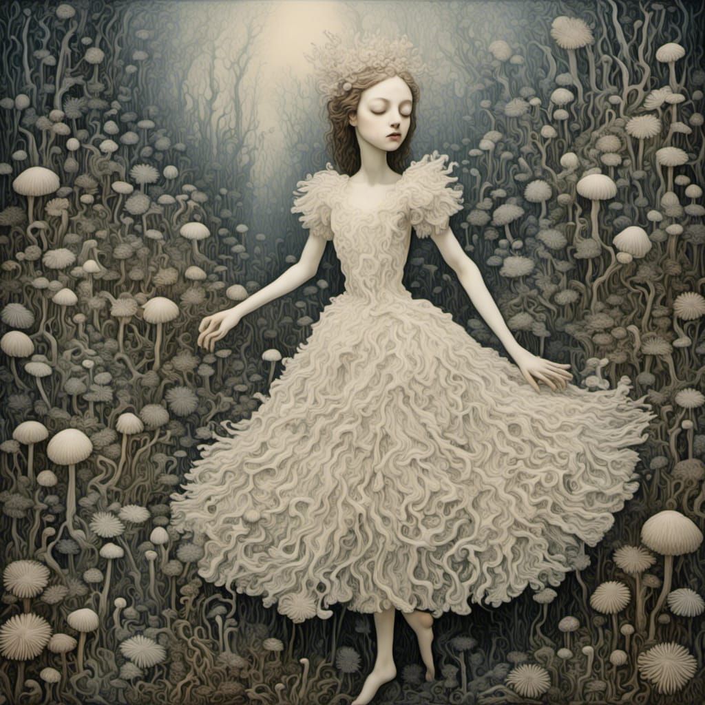 Ethereal Ballerina in Psychedelic Diorama