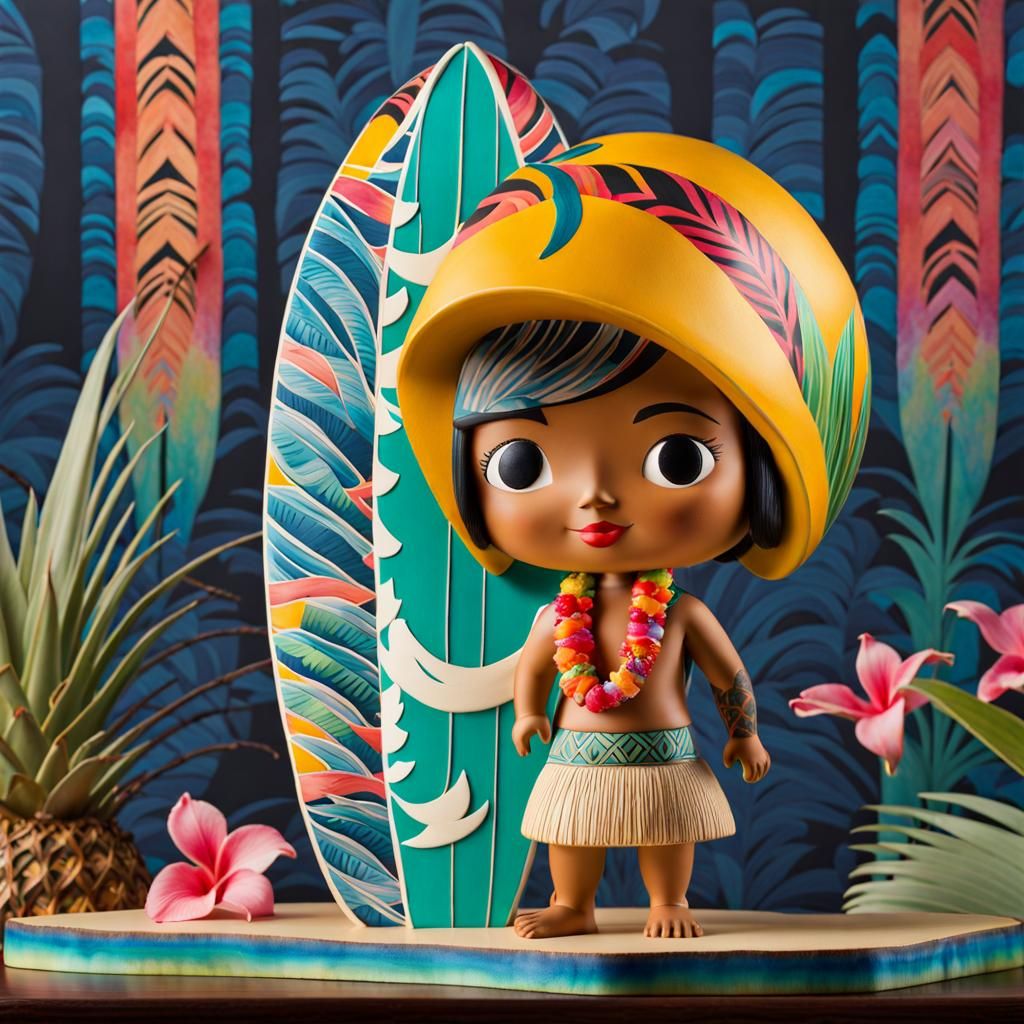 Hawaiian-style bobblehead..