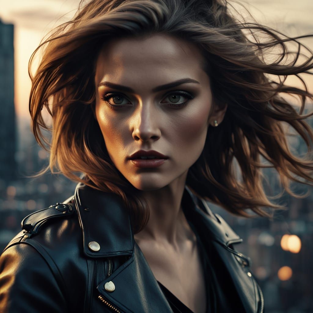 Film Noir Assassin in Moody Cityscape