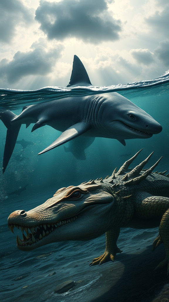 Shark and Crocodile: Apex Predators in Fantasy Concept Art