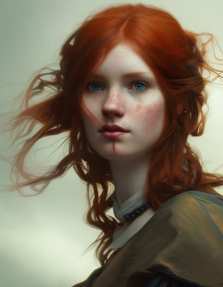 Scottish Redhead Portrait in Art Nouveau Style