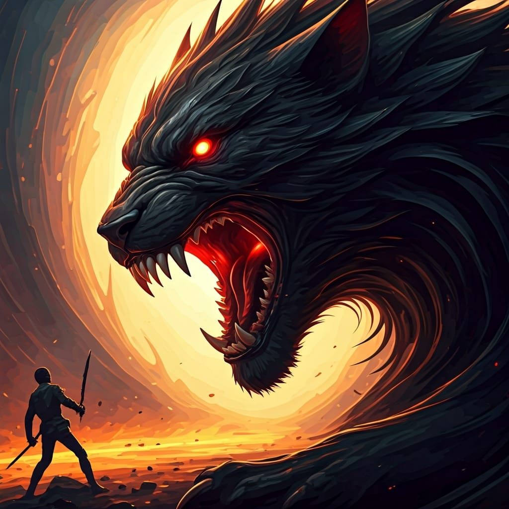 Hyperrealistic Dark Beast Attack in Concept Art Style