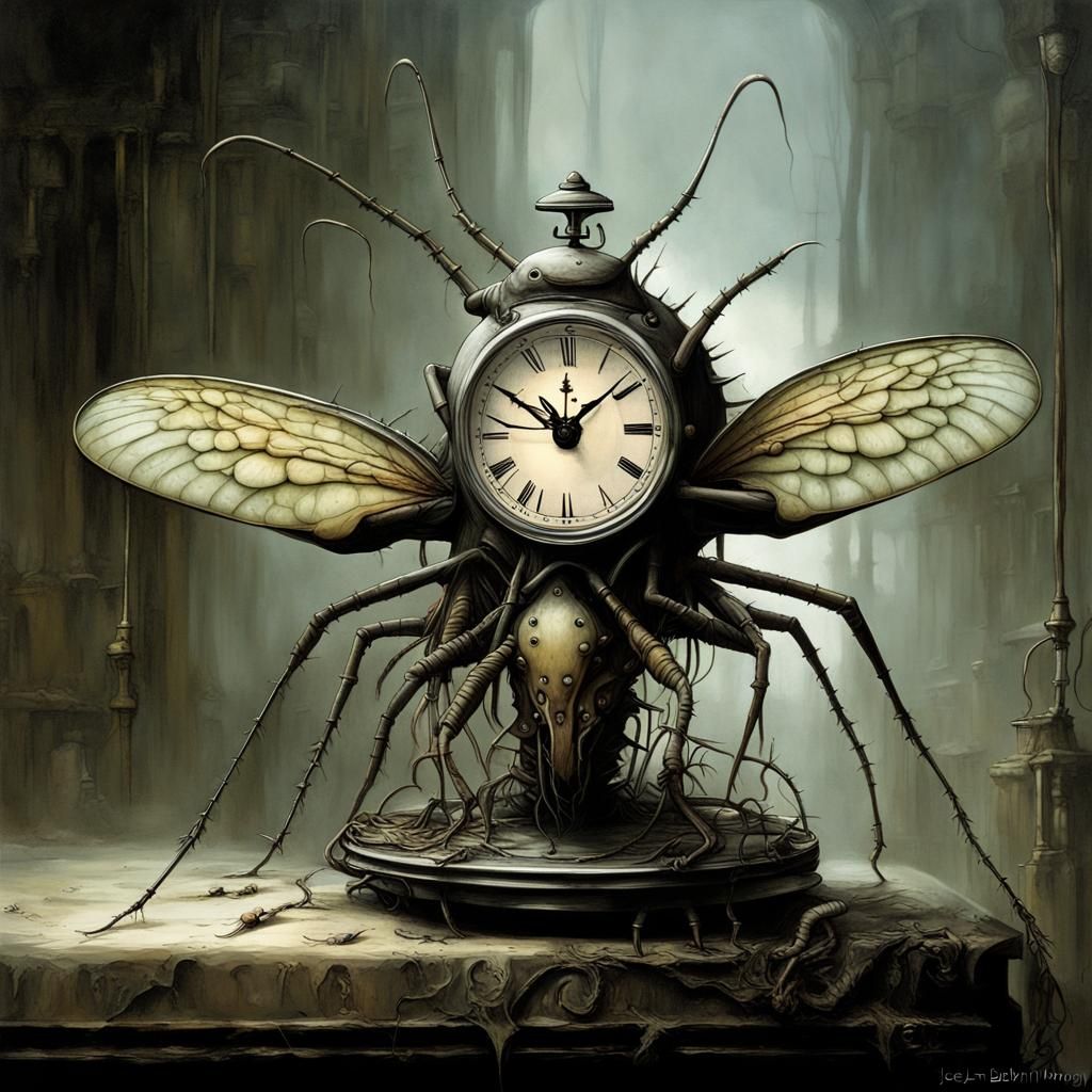 Creepy Sentient Alarm Clock Insect Hybrid