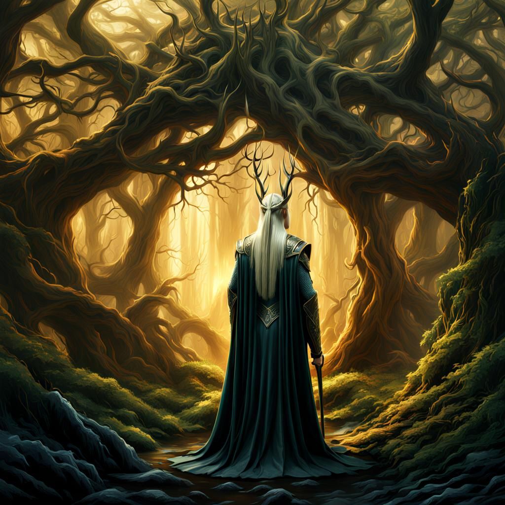 Thranduil Elvenking in a Dramatic Forest