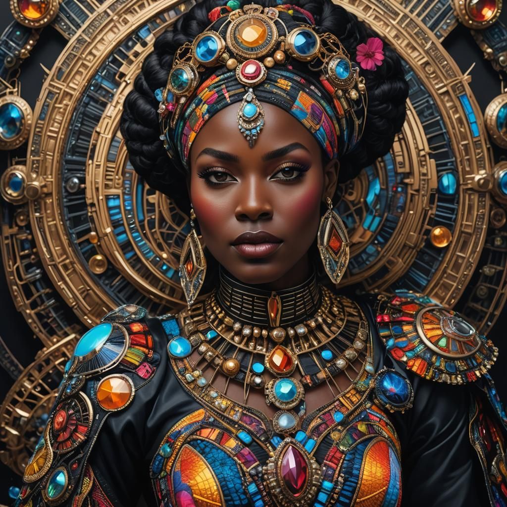 Hyperrealistic Portrait of a Woman in Futuristic Jewelry