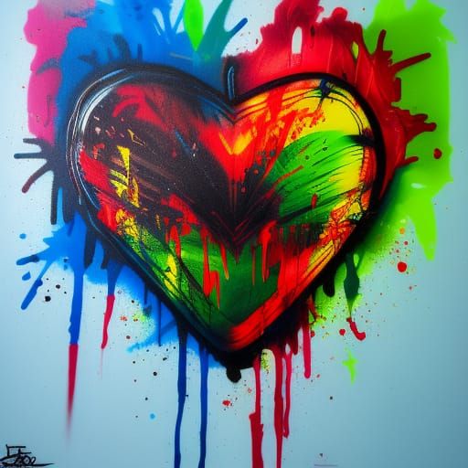 Bloody Heart in Graffiti Splash Art Style