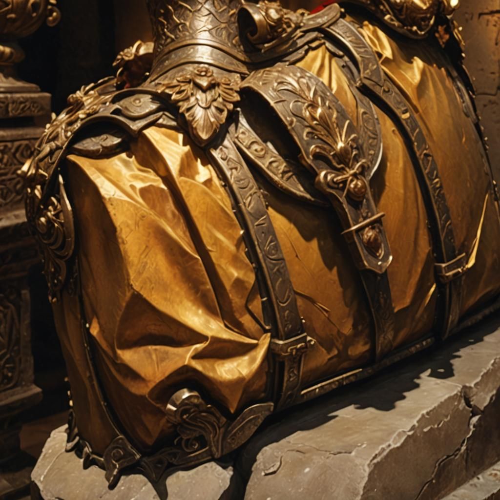 Ornate Breastplate in Ancient Temple, Hyper-Realistic Digita...