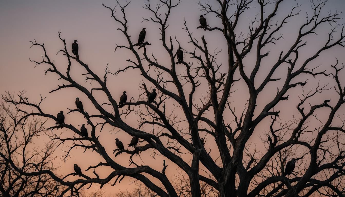 Moody Wildlife: Vultures in a Dead Oak