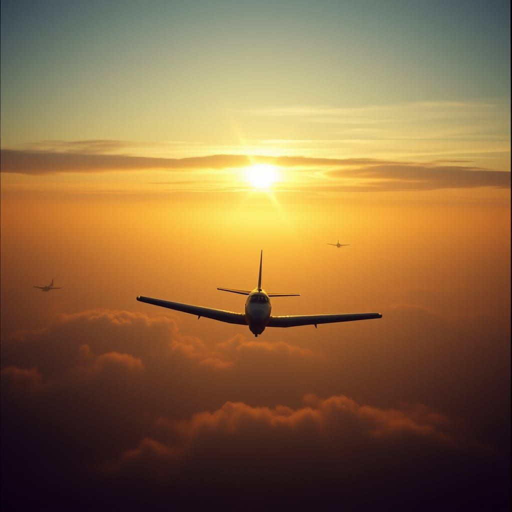 Epic Army Plane Soars Through Golden Hour Sky