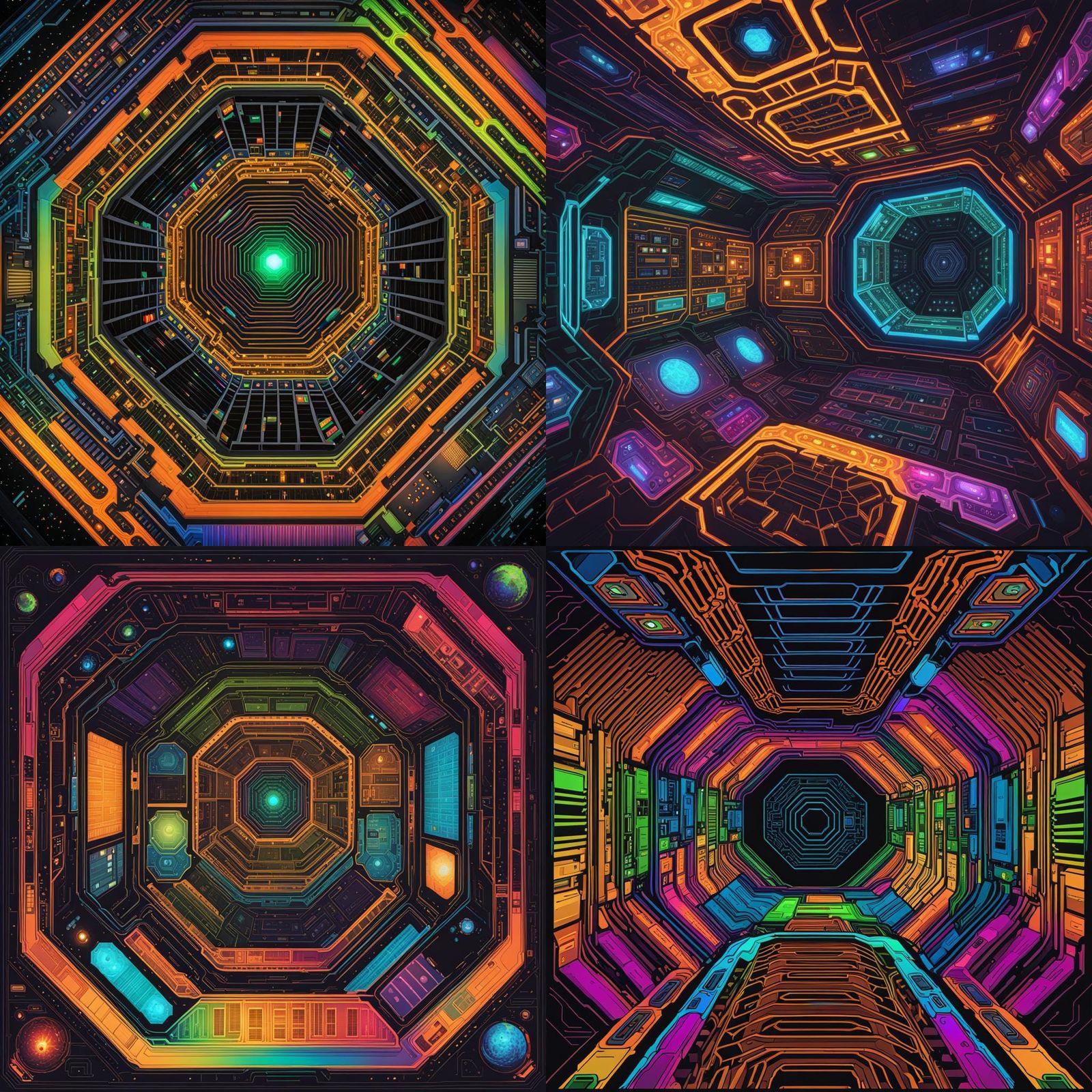 Alien Spaceship Interior Hex Crawl Color Map
