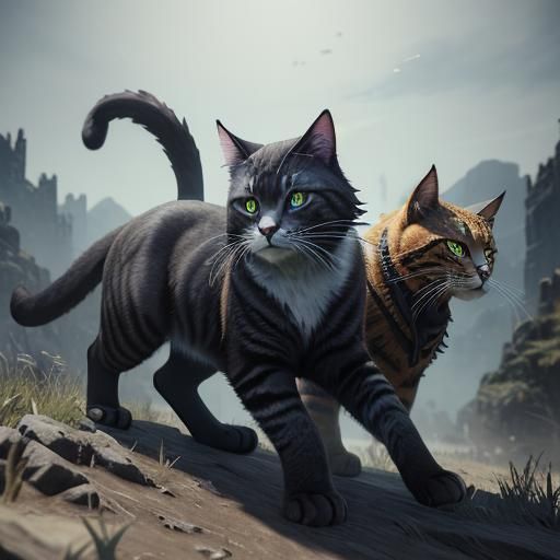 Detailed Pencil Sketch of a Cat in 3D