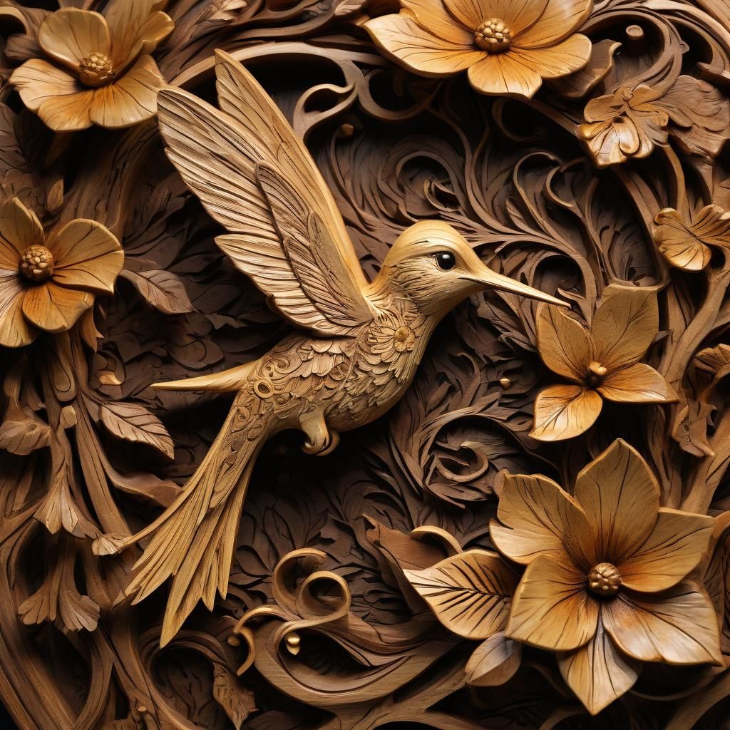wood carved humminbird