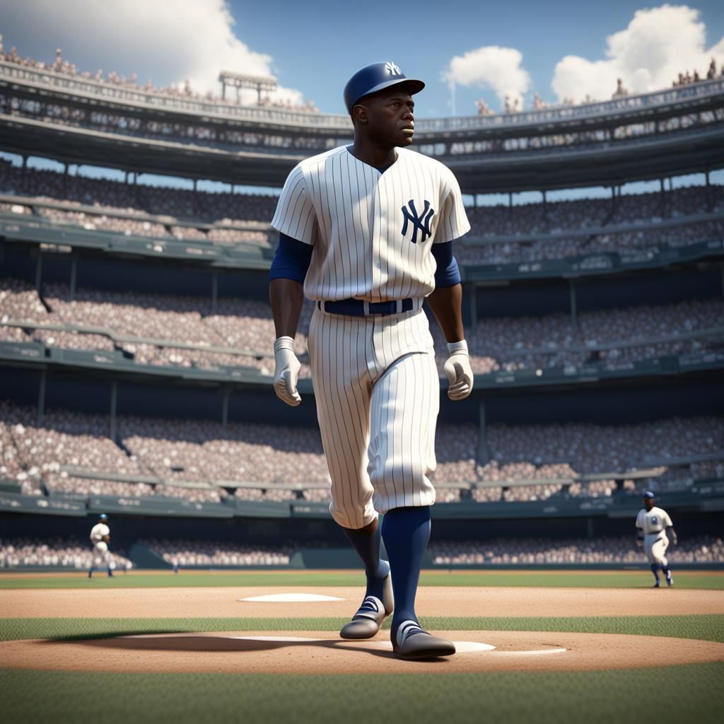 Jackie Robinson in Yankee Stadium, 1955
