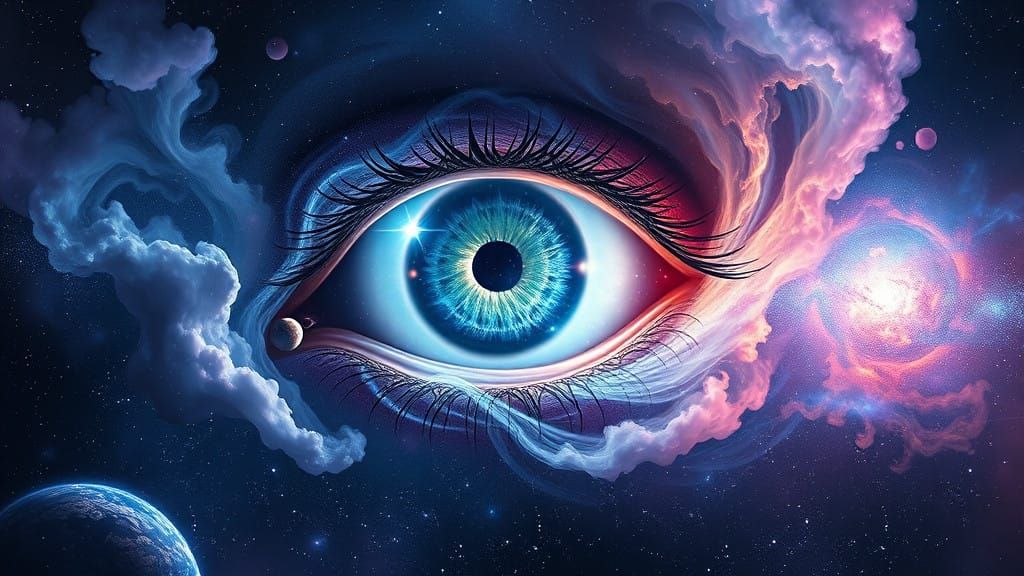 The Cosmic Eye in Vibrant Iridescent Colors