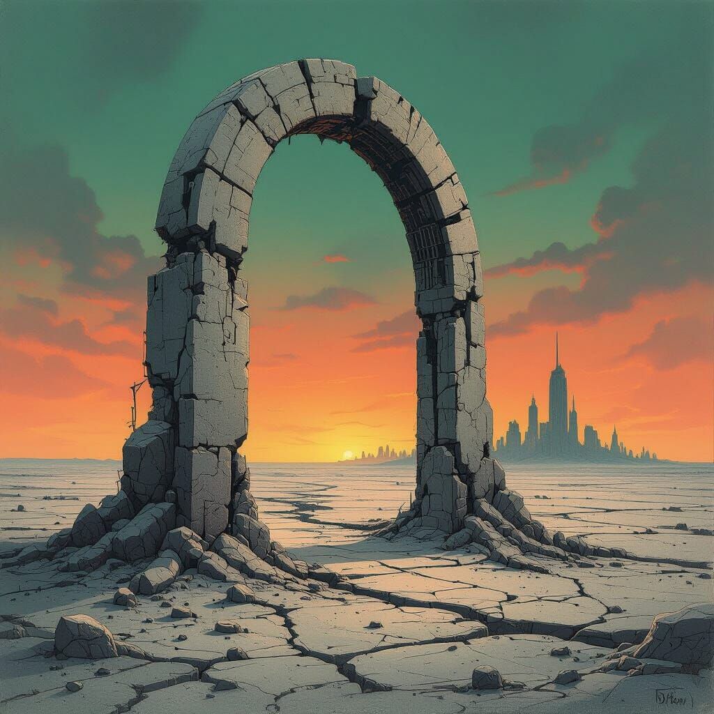 Biomorphic Archway on Neo-Futurist Ash Plain