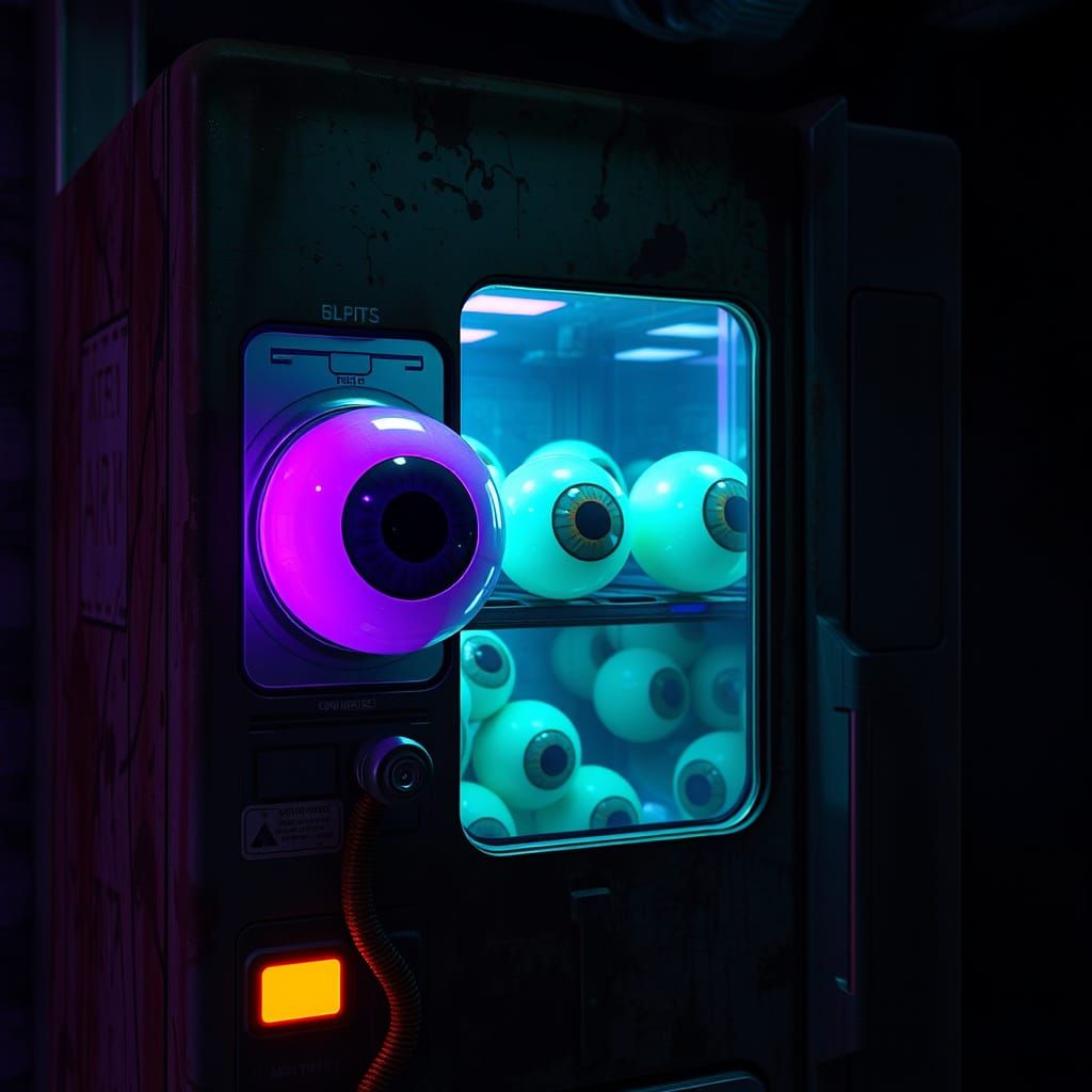 Futuristic Haunted Vending Machine Dispensing Eyeballs