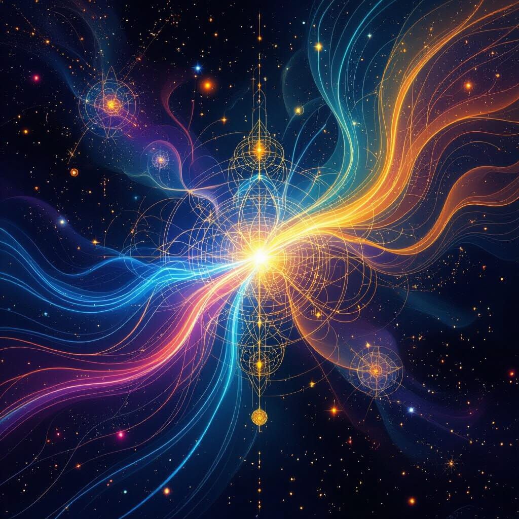 Cosmic Electronic Serenity with Neon Light Trails