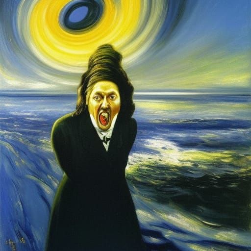 Screaming Portrait in Surrealist Style