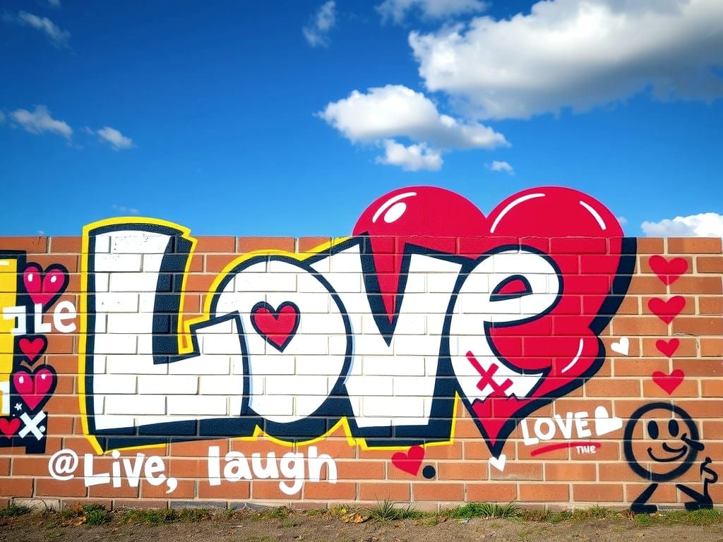 Graffiti Mural with Heart and Stylized Lettering